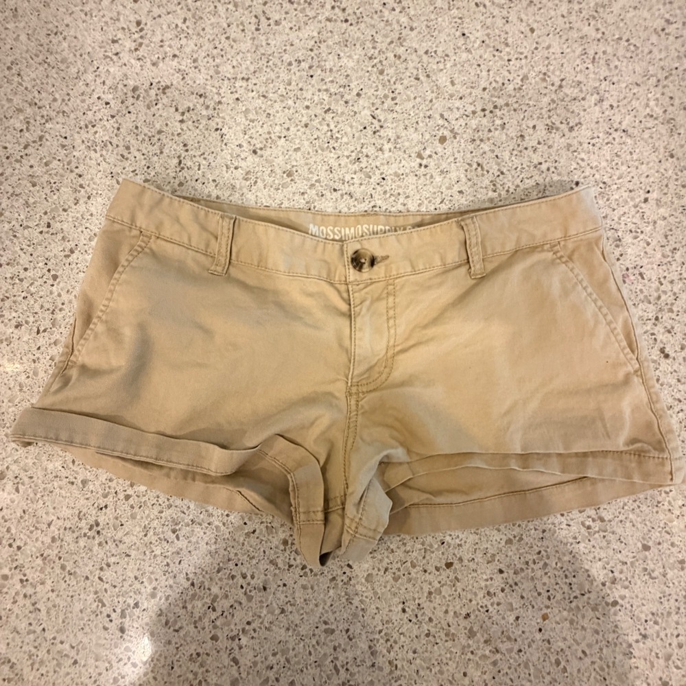 Mossimo Supply Co Micro Mini Khaki Shorts W Size 11 Y2K Indie Sleeze Low Rise